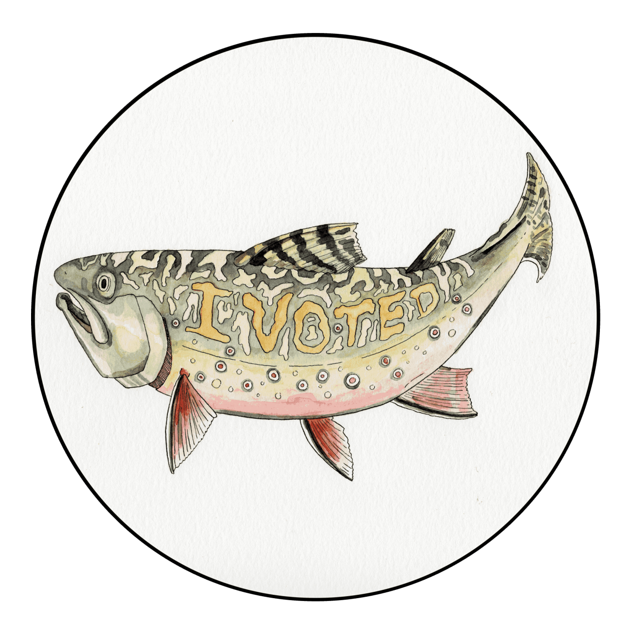 A fish that says "I Voted"