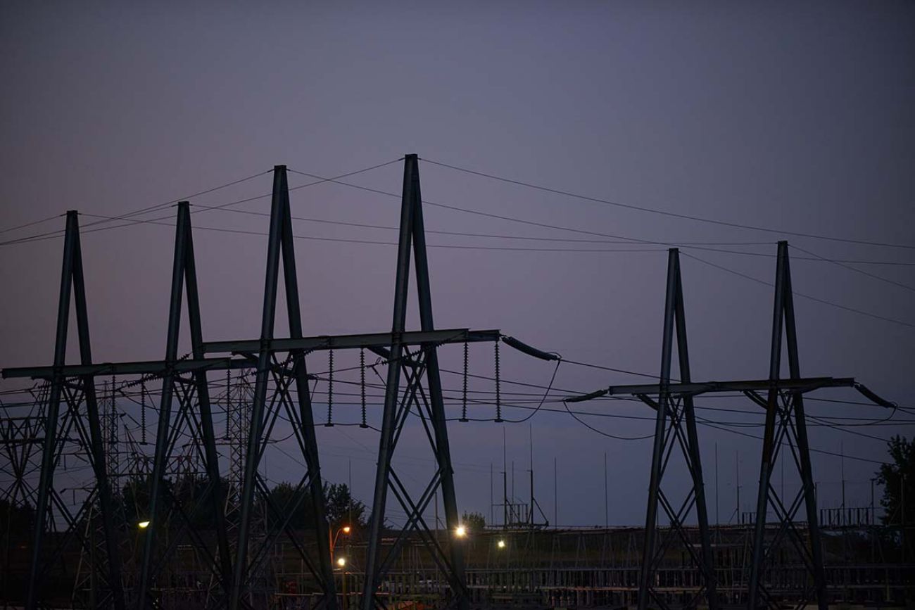 Transmission lines at twilight 