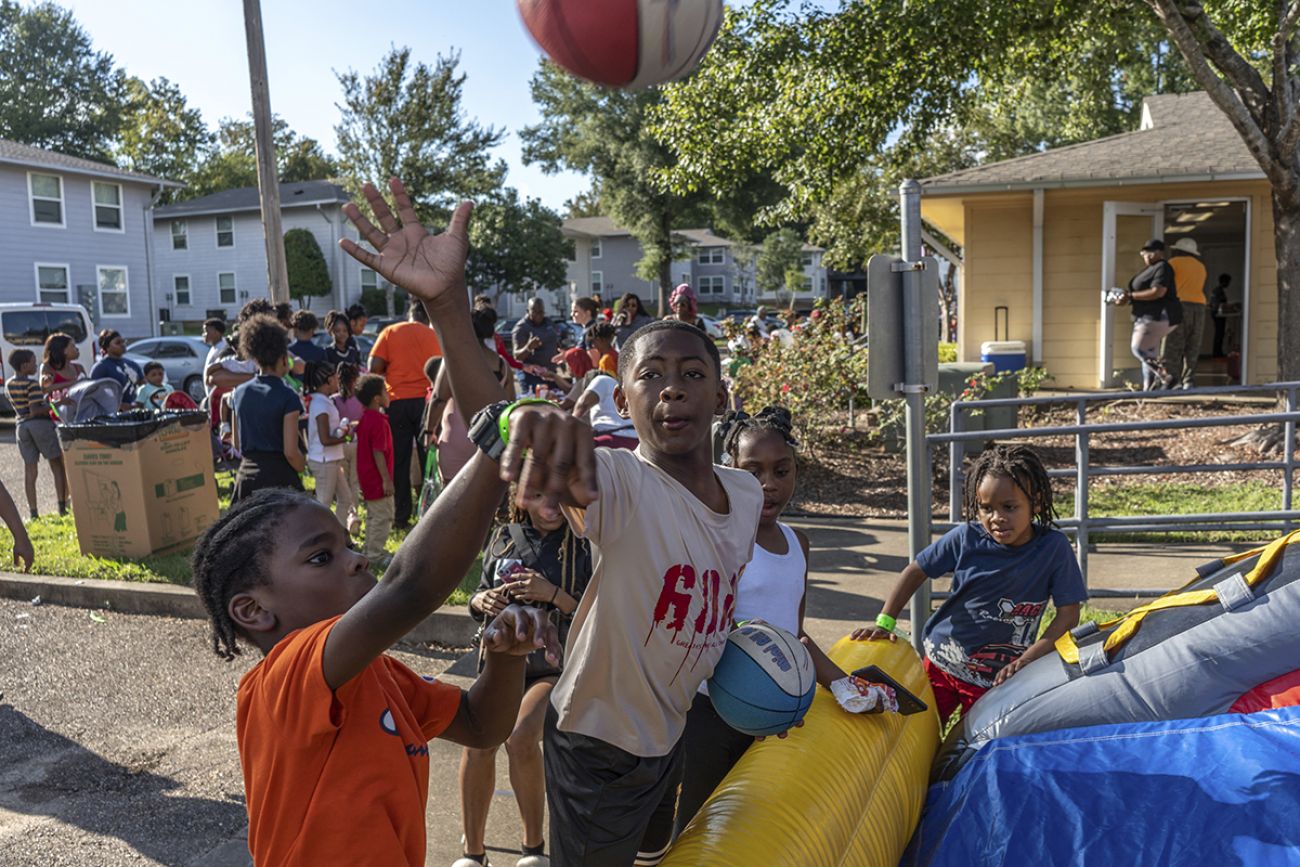 Kids playing basketball