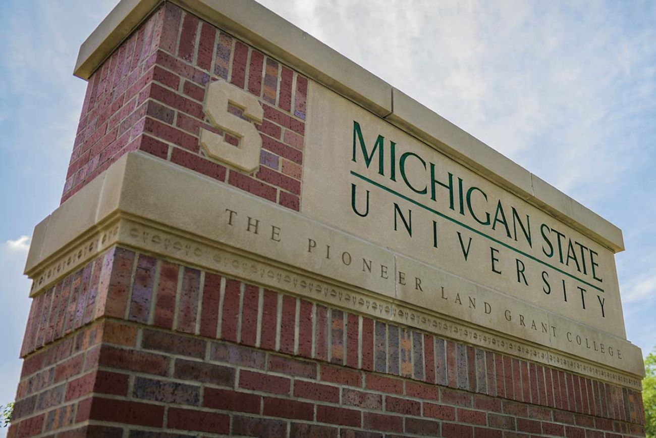 Michigan State University (MSU) college campus entrance