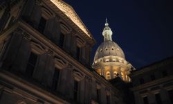 Michigan Capitol building at night