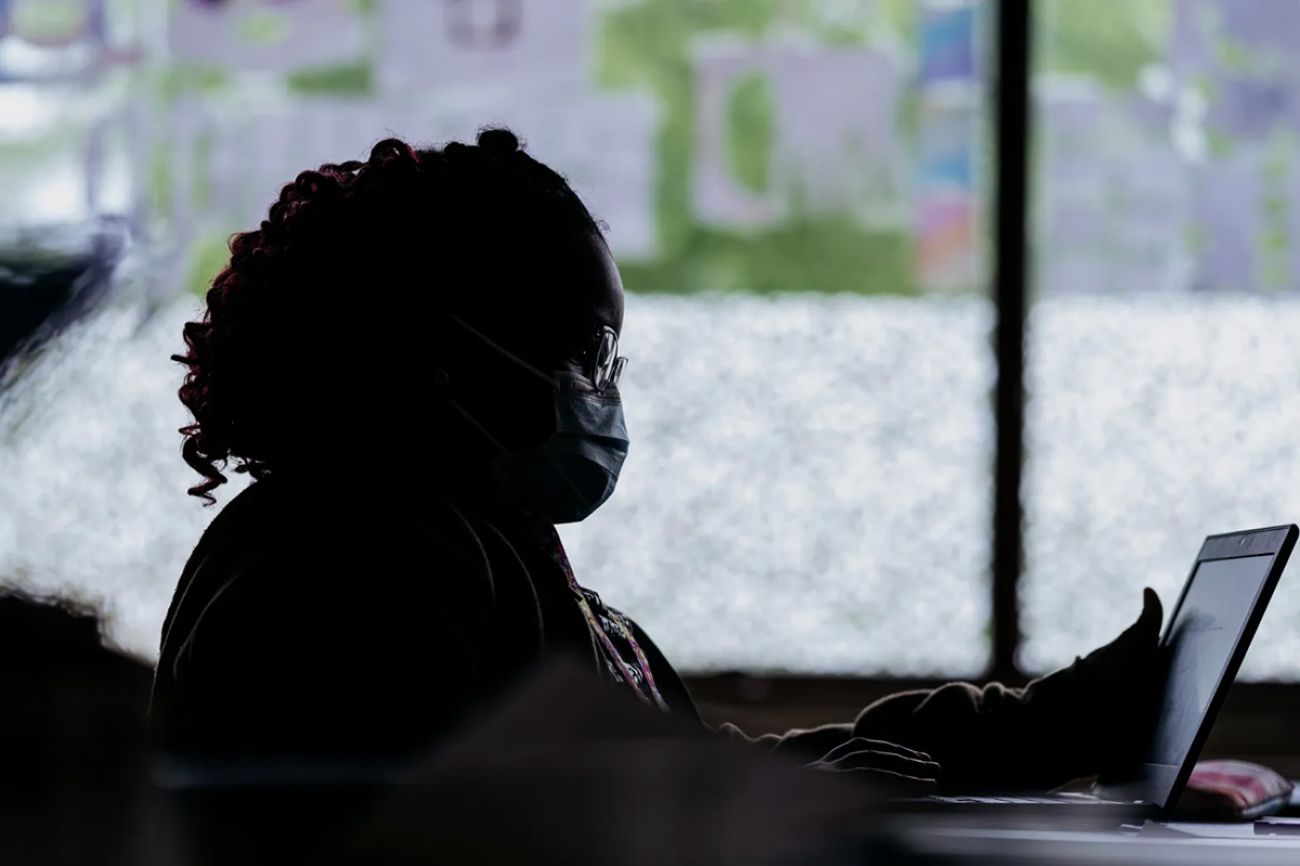 student working on a computer