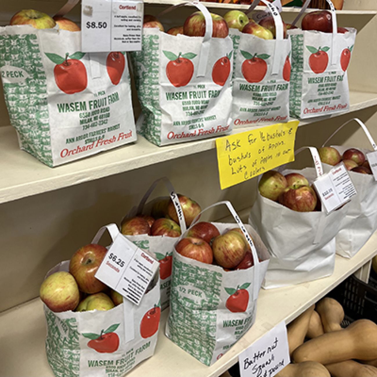 Apples on Shelves