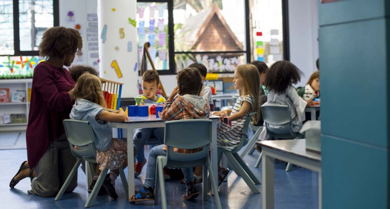 young kids in a classroom