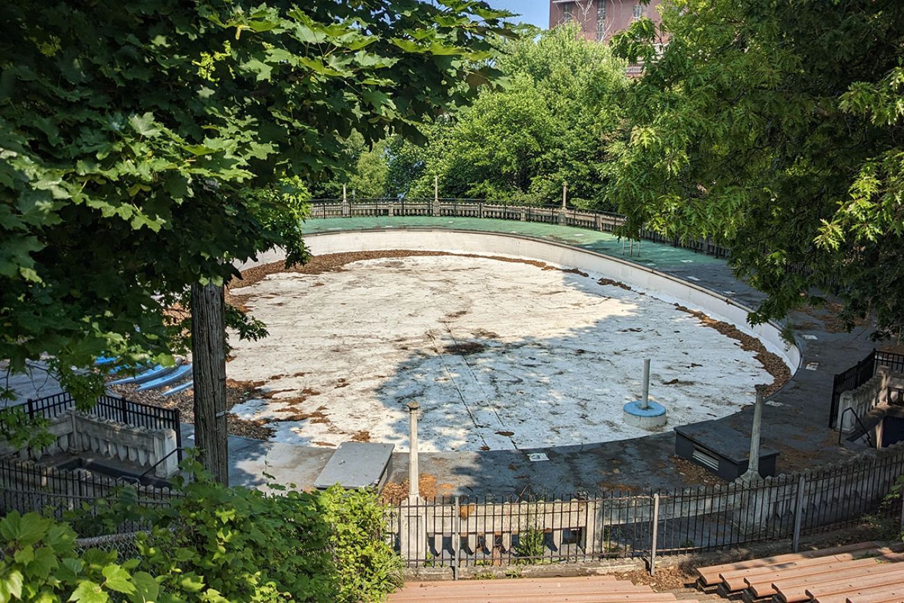 shuttered Moores Natatorium, a public pool listed on the National Register of Historic Places