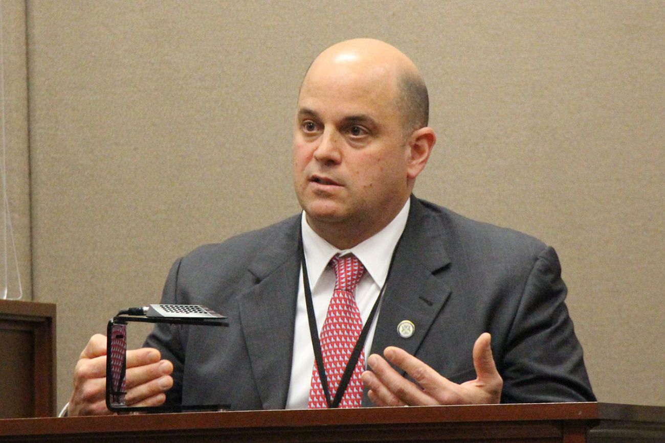 Howard Shock sitting down in a courtroom