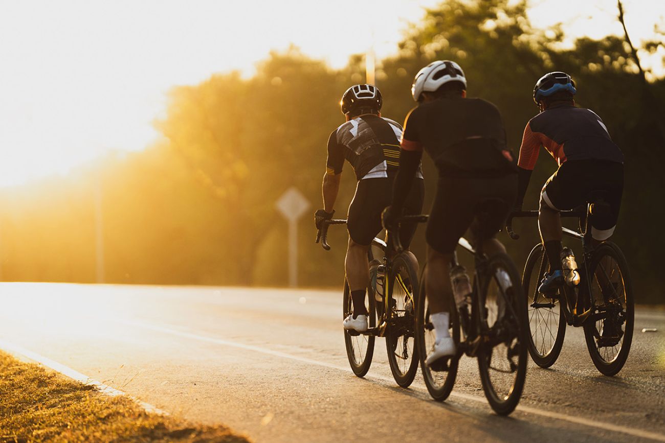 Cycling group training in the morning