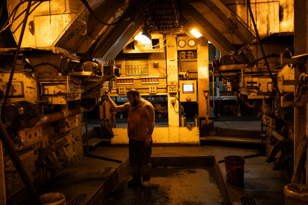 A man inside the boiler room on the SS Badger