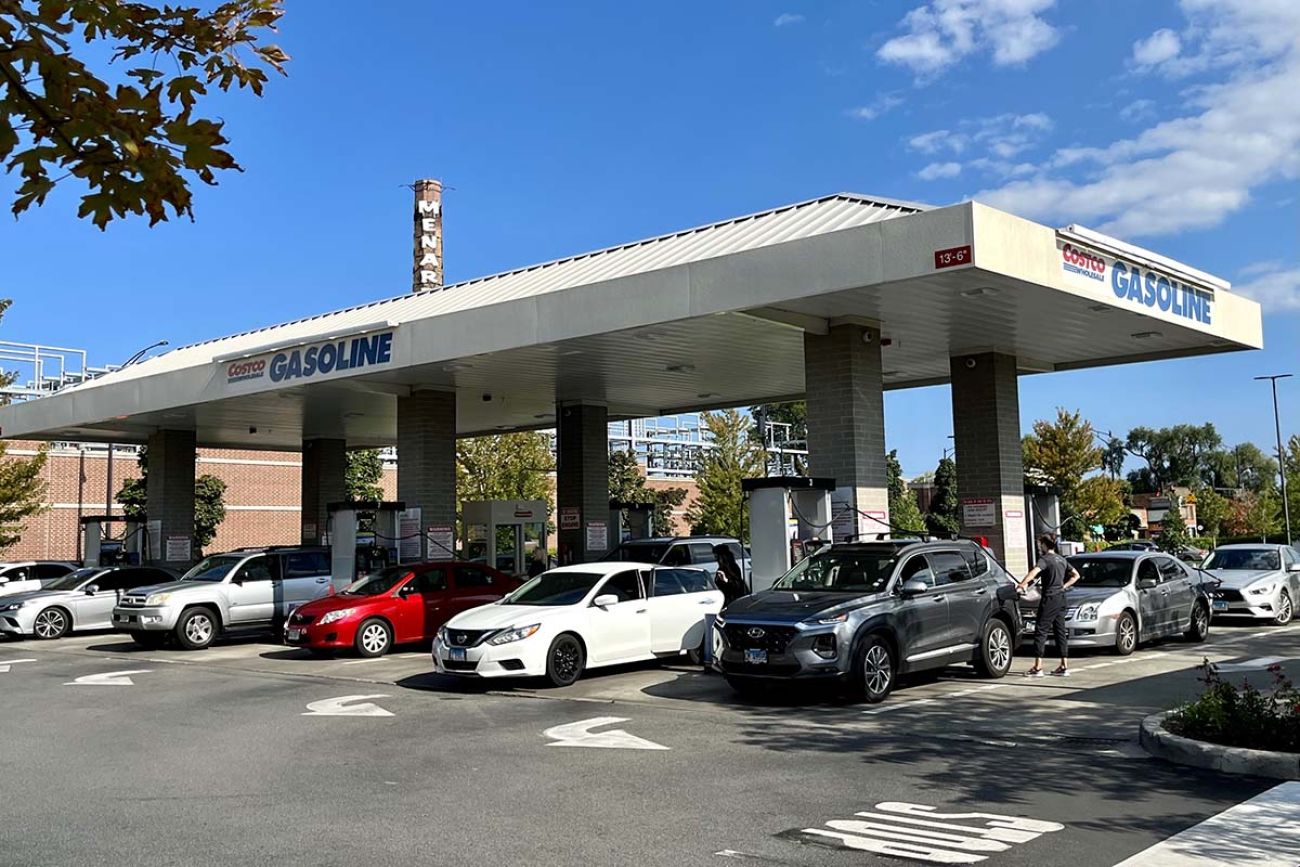 Waiting in Line to Buy Gas at the Costco Store