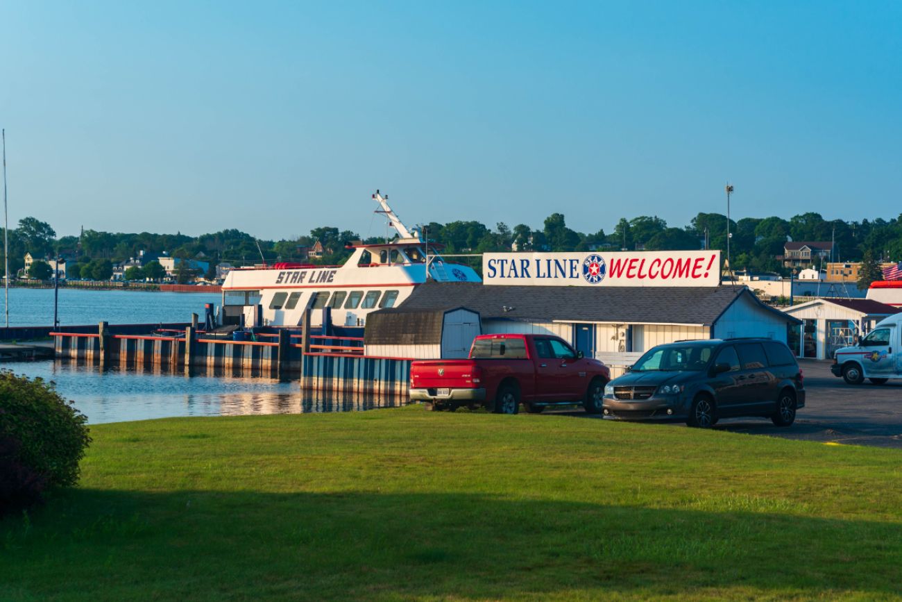 Star Line Ferry docked in St. Ignace, MI