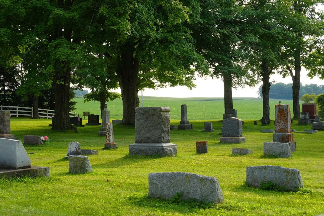 View of community cemetery in Genesee County, Michigan