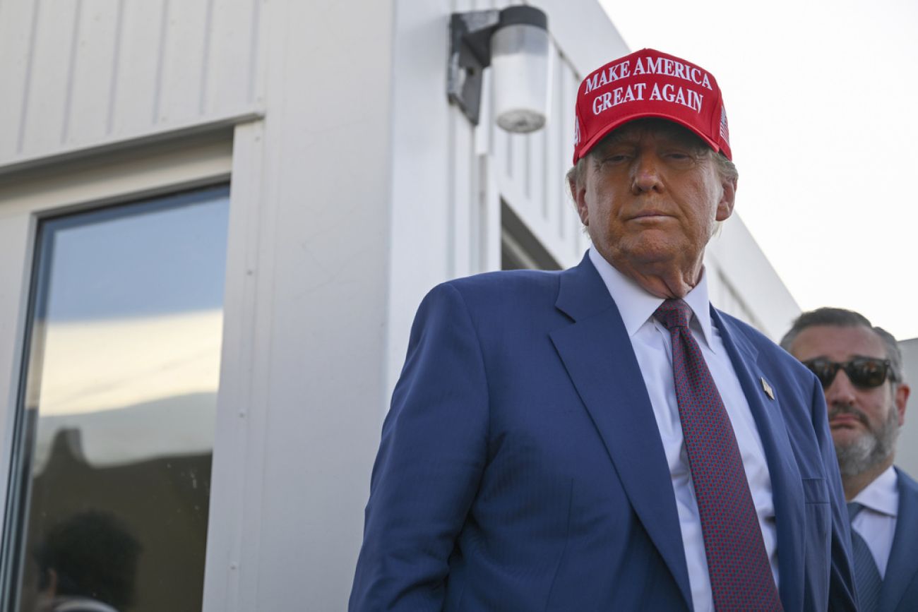 President-elect Donald Trump wearing a red "Make America Great Again" hat