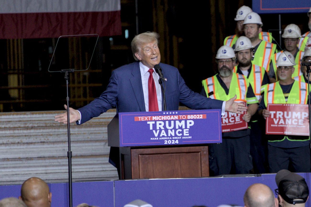 Donald Trump at a rally in Potterville, Mich.