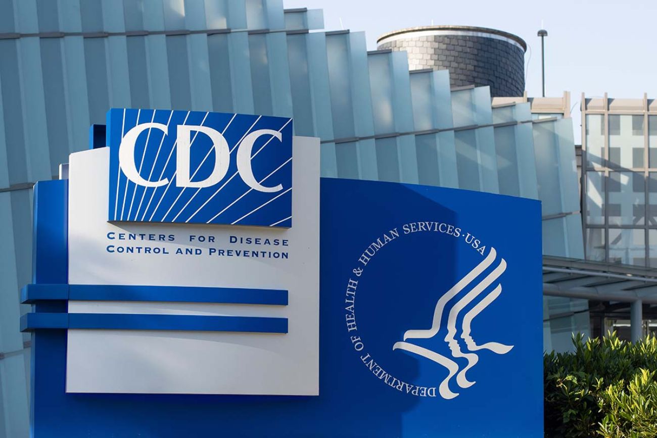 Closeup of the CDC logo seen at the Edward R. Roybal campus, the headquarters of the Centers for Disease Control and Prevention (CDC) in Atlanta, Georgia.