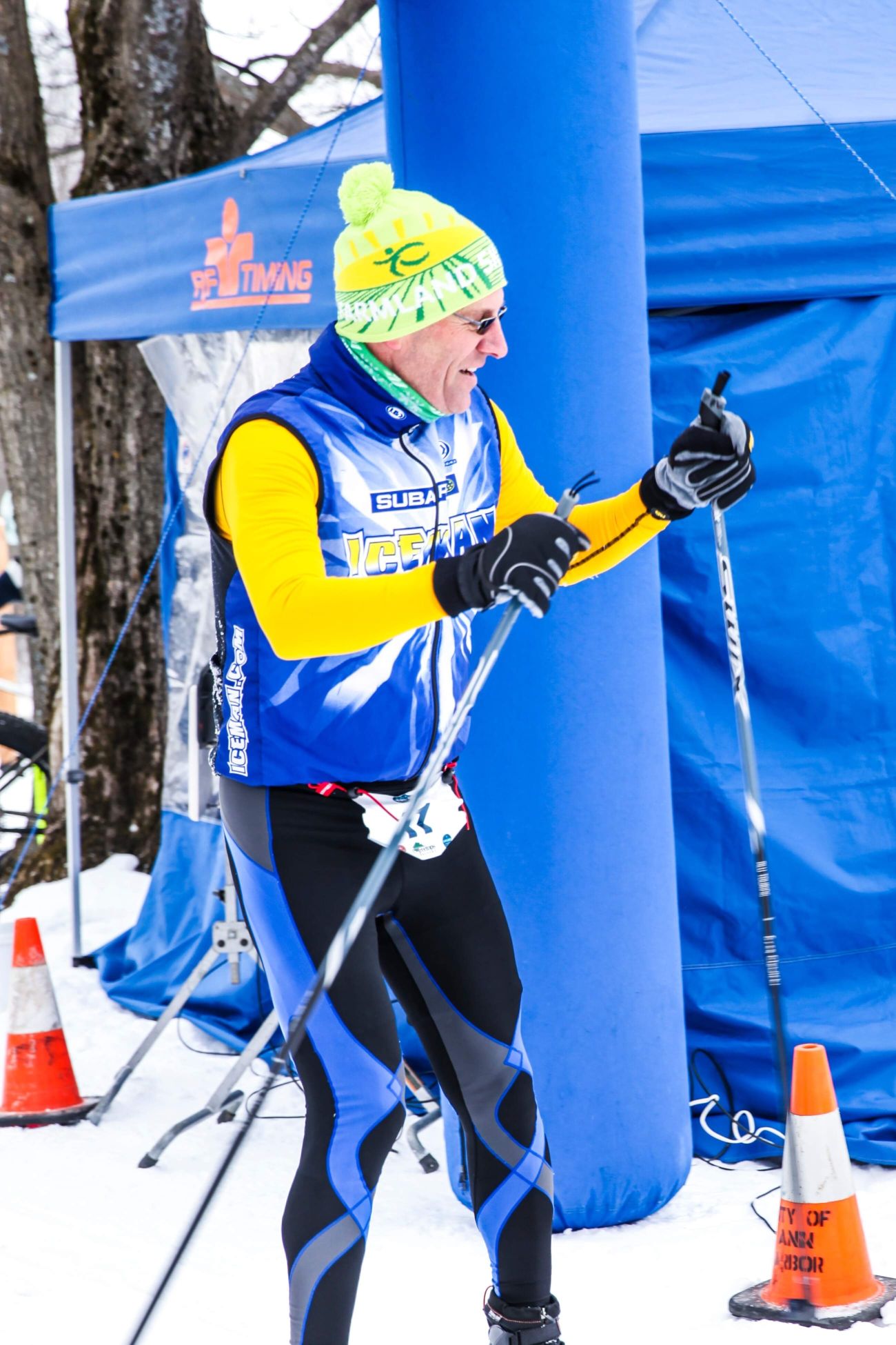 A man in ski gear. 