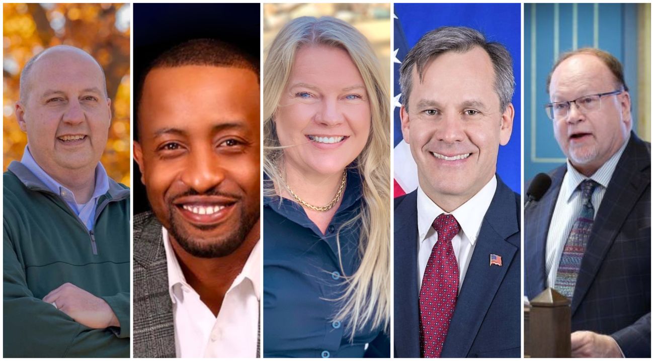 Headshot of five candidates. 