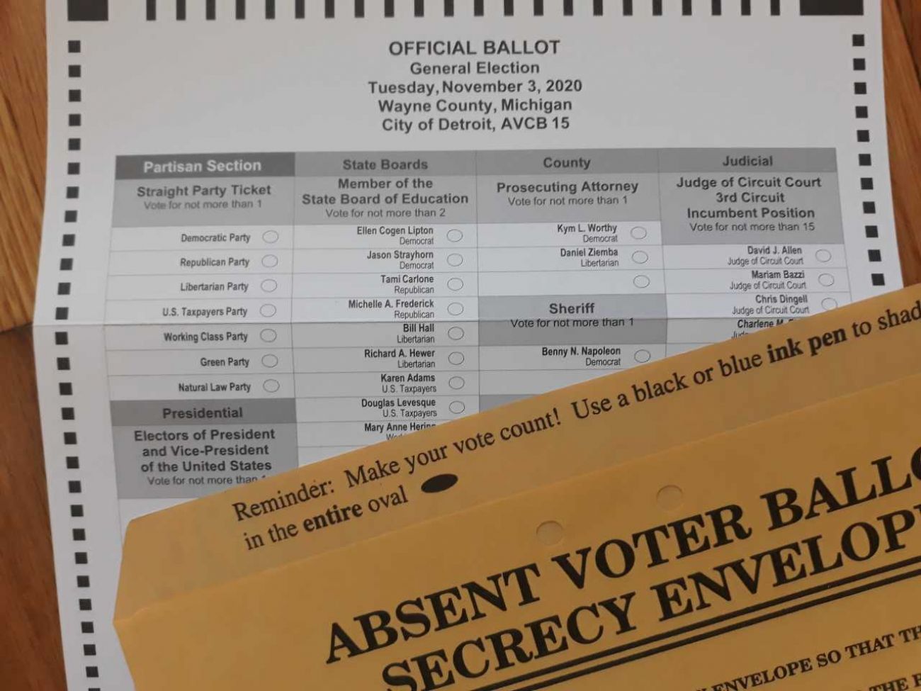 Absentee ballot