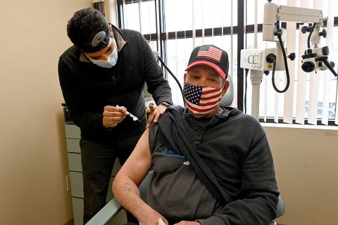 man getting vaccinated