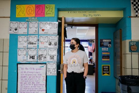 teacher in front of classroom