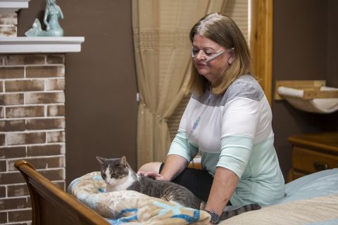 woman with cat