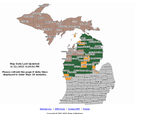 michigan DNR Burn Permit Map 