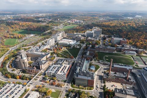 an aerial of the medical campus