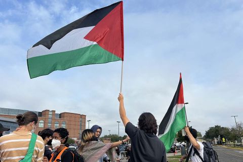 People holding Palestine flags