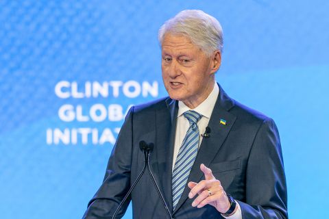 President Bill Clinton speaks during Keep Going session at Clinton Global Initiative summit in New York on September 18, 2023