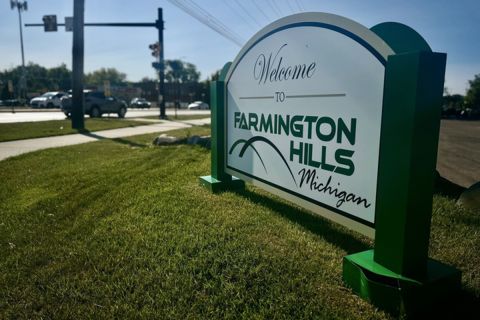 Sign for Farmington Hills, Michigan