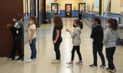 students in hallway