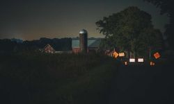 farm behind the fences of construction site