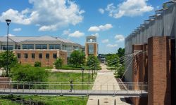 The campus of Eastern Michigan University on a sunny day