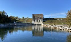 Alcona Dam on the Au Sable River on a sunny day