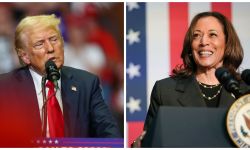  Donald Trump on the left and Vice President Kamala Harris on the right