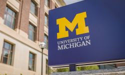 University of Michigan logo at college campus