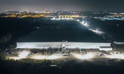 An view of the Ultium Cells EV battery factory in Delta Township, Mich.