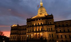 Michigan Capitol building at night 