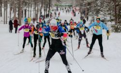 Many people skiing at the North American Vasa Nordic in Traverse City, Michigan