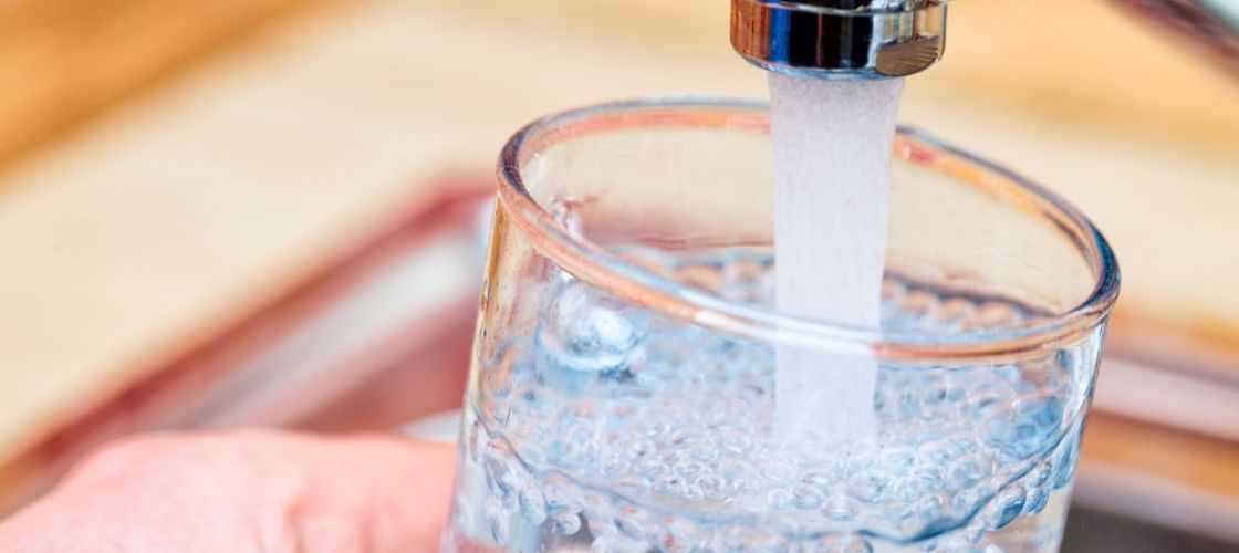 Glass of water getting the sink